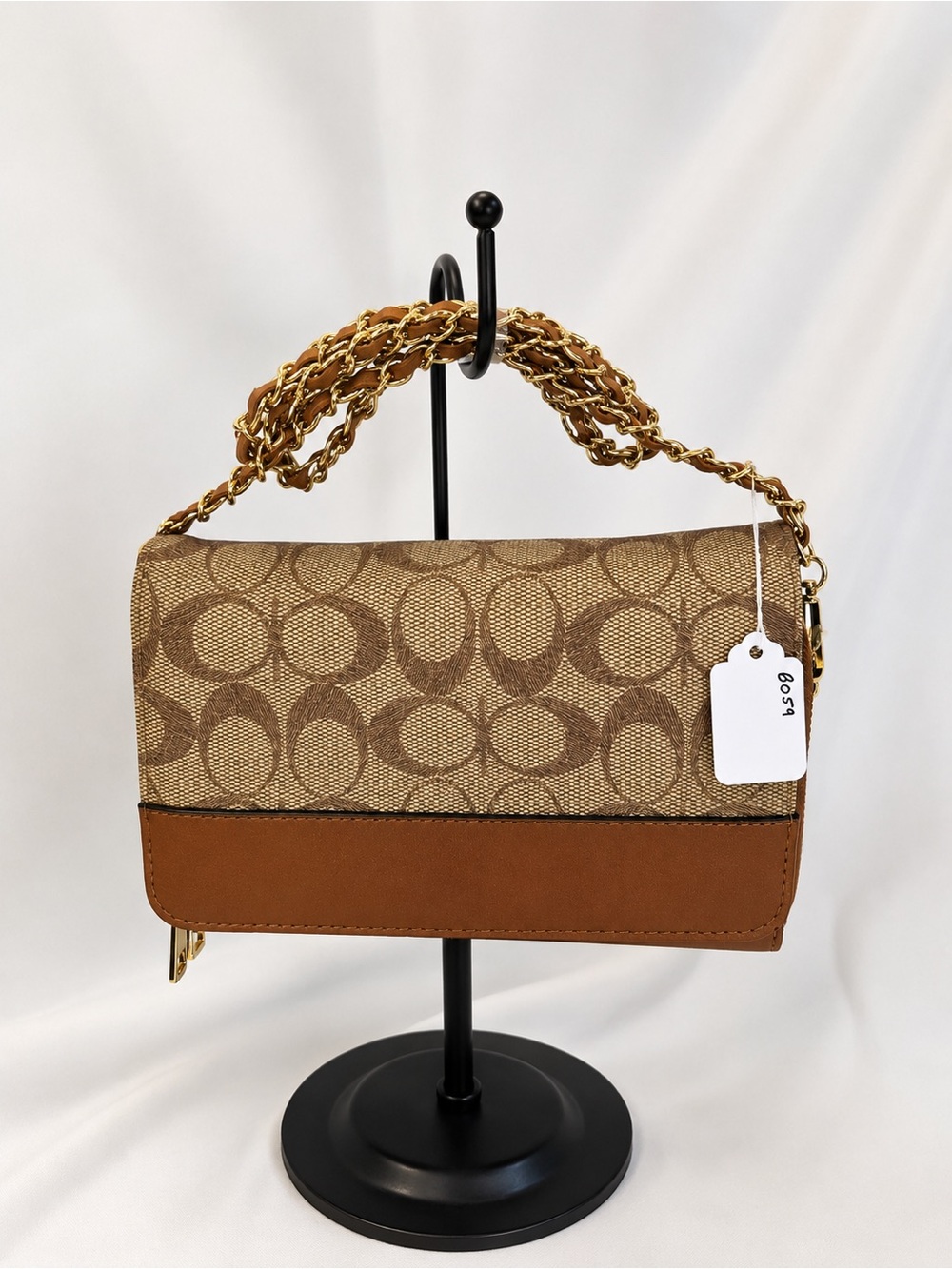 Brown Signature Jacquard Chain crossbody